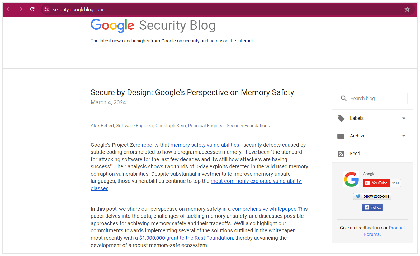 Blog Bezpieczeństwa Google